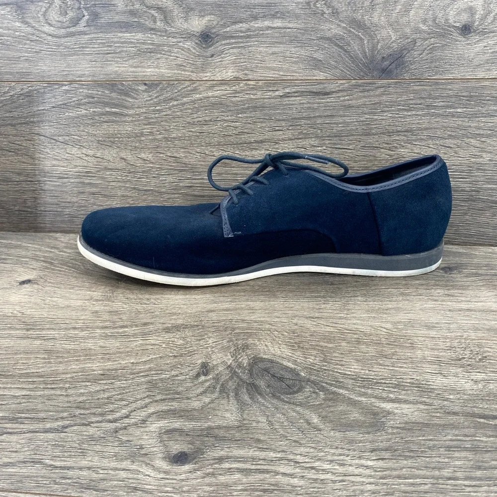 Calvin Klein Kadon Oxford Mens 12 Navy Blue Suede Lace Up Dress Shoes 34F9183